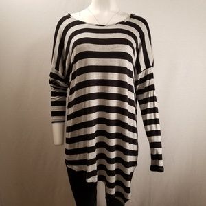 BOBEAU Women's Asymmetrical Striped Tunic Sz L